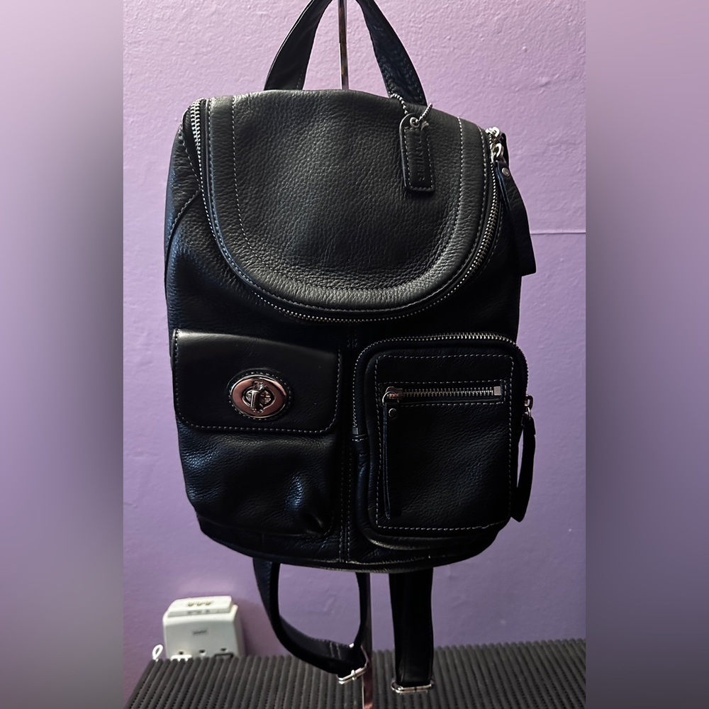 Black Leather Backpack Purse - Classic Women's Bag